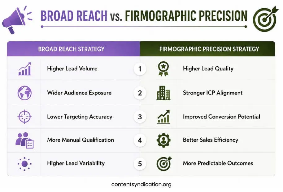 broad reach vs. firmographic precision